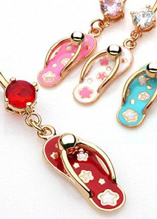 Belly Button Piercing Plug Gold Plated Shoe Pendant 