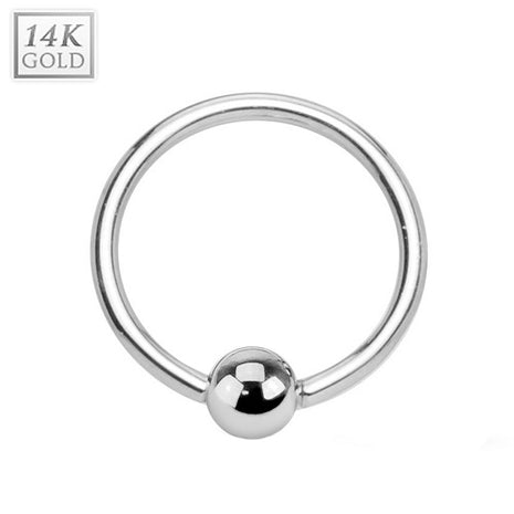 14 carat real 585 white gold universal piercing BCR bead tragus nose intimate ring 