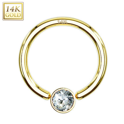 GDR03 / Echt Gold mit Kristall  - 1,2mm x 6mm x 3mm - Gelbgold