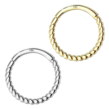 585 Gold 14 Karat Universal Nasen Piercing Ohr Ring Septum Clicker Geflochten