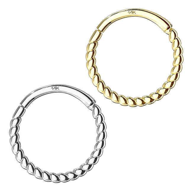 585 Gold 14 Karat Universal Nasen Piercing Ohr Ring Septum Clicker Geflochten