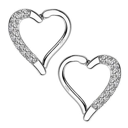 Weißgold Daith Rook Piercing 14 Karat Echtgold Herz Clicker mit Kristallen