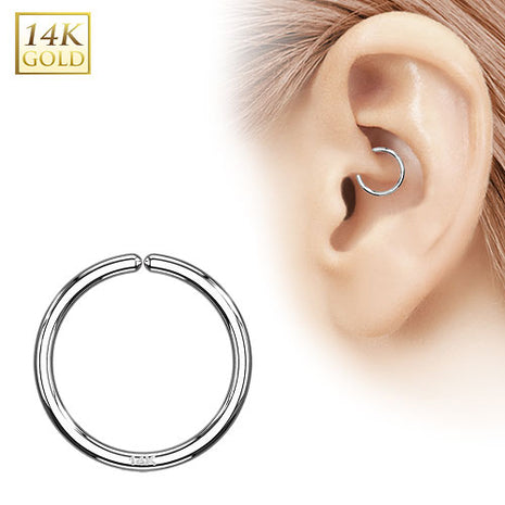 14 Karat Real Gold Nose Tragus Septum Ear Piercing Ring White Gold 