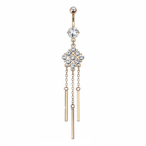 Bauchnabelpiercing Rosegold IP Kristall Anhänger Ornament