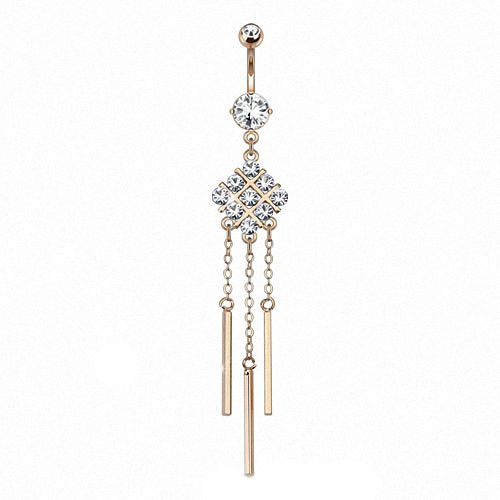 Bauchnabelpiercing Rosegold IP Kristall Anhänger Ornament