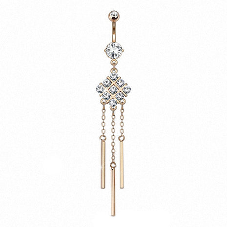 Bauchnabelpiercing Rosegold IP Kristall Anhänger Ornament