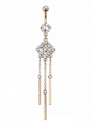 Bauchnabelpiercing Rosegold IP Kristall Anhänger Ornament