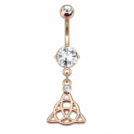 Bauchnabelpiercing Roségold IP Kristall Trinity Keltischer Knoten