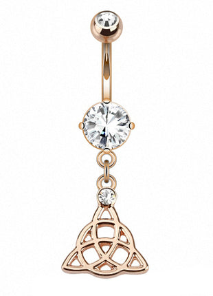 Bauchnabelpiercing Roségold IP Kristall Trinity Keltischer Knoten