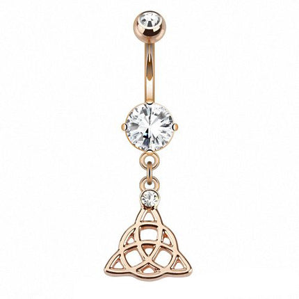 Bauchnabelpiercing Roségold IP Kristall Trinity Keltischer Knoten