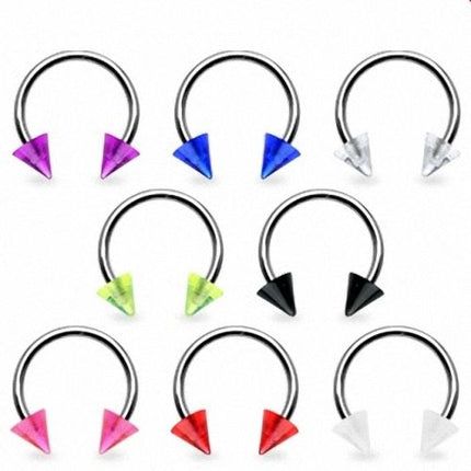Lippenpiercing Hufeisen Multi Color Spikes