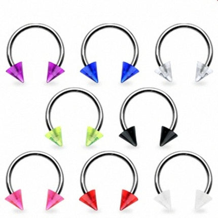 Lippenpiercing Hufeisen Multi Color Spikes