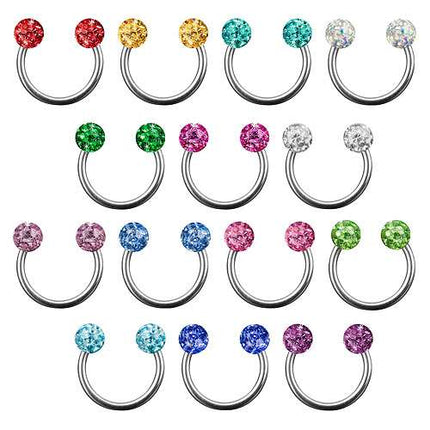 Lippenpiercing Hufeisen Piercing Multi Epoxy Ferido Kristall Kugeln