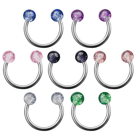 Lippenpiercing Labret Hufeisen Multi Doppel Kugel Glitter Ball