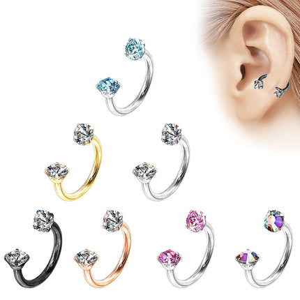 Lippen Ohr Nasen Piercing Hufeisen Kristall Kugeln Horseshoe Innengewinde