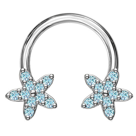 Lippen Ohr Nasen Piercing Hufeisen Kristall Blüten Horseshoe