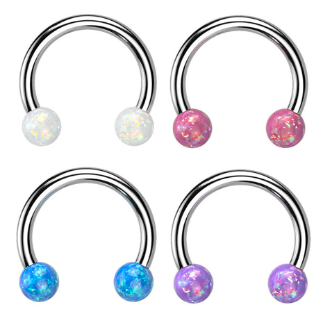 Lip Piercing Septum Horseshoe Ear Piercing with Opal Balls 