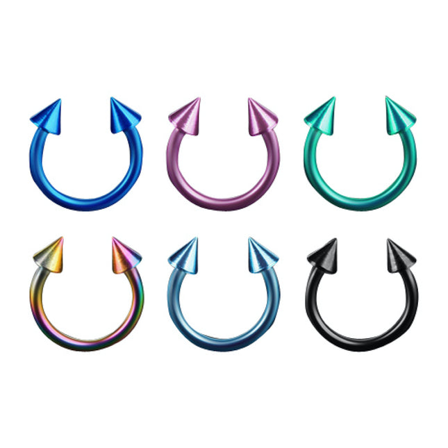 6er Set Lippen Augenbrauen Septum Piercing Hufeisen Spikes