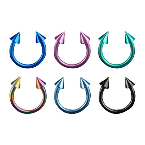 Set of 6 Lip Eyebrow Septum Piercing Horseshoe Spikes 