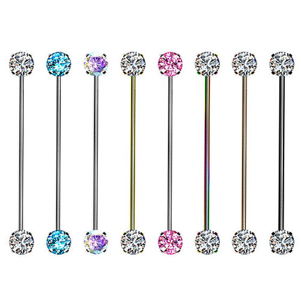 Industrial Piercing Ohr Knorpel Langhantel Barbell Scaffold mit Zirkonia