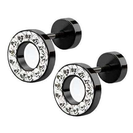 Fake Plug Piercing - Schwarz | 8mm - Paar