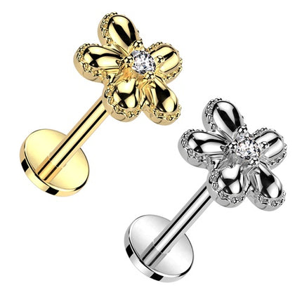 Helix Tragus Knorpel Labret Piercing Push-In Stecker Kristall Blume