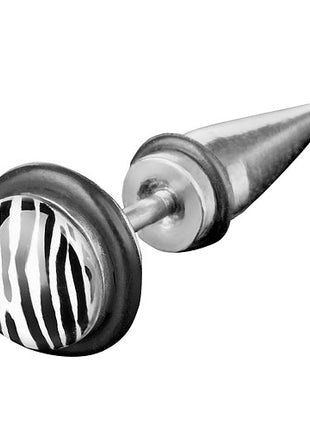 Fake Plug Taper Piercing Ohrstecker Zebra Look