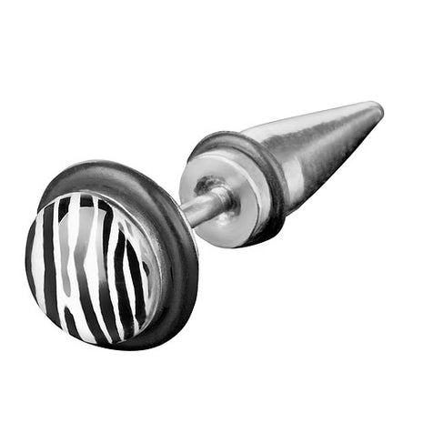 Fake Plug Taper Piercing Ohrstecker Zebra Look