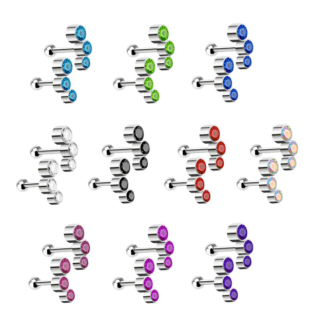 Helix Ohr Piercing Schmuck Stecker Multi Triple Kristall Kugeln