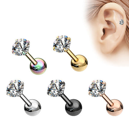 Tragus Helix Ohrpiercing Knorpel Stecker Chirurgenstahl mit runden Zirkonia