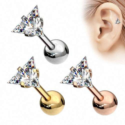 Tragus Helix Ohrpiercing Knorpel Stecker Chirurgenstahl mit Dreieck Zirkonia