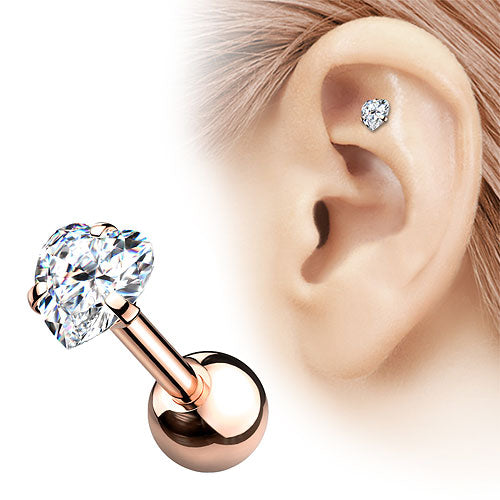 Tragus Helix Ohrpiercing Knorpel Stecker Chirurgenstahl mit Herz Zirkonia