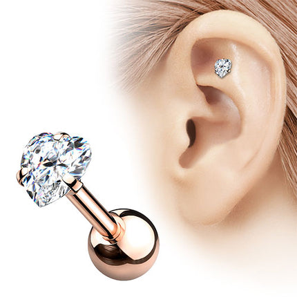 Tragus Helix Ohrpiercing Knorpel Stecker Chirurgenstahl mit Herz Zirkonia