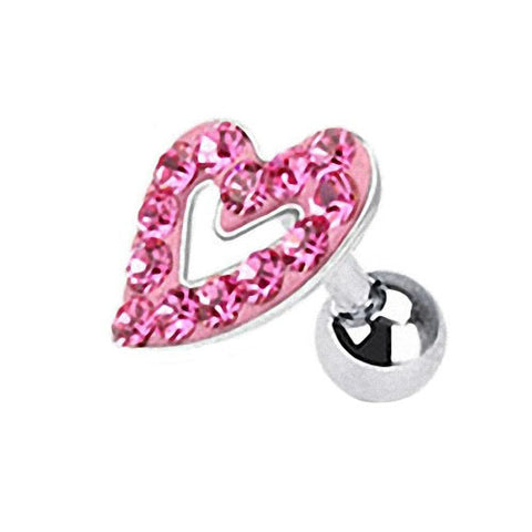 Tragus Piercing Stecker Multi Zirkonia Kristall Herz