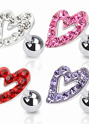 Tragus Piercing Plug Multi Zirconia Crystal Heart 