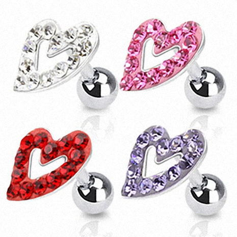 Tragus Piercing Plug Multi Zirconia Crystal Heart 