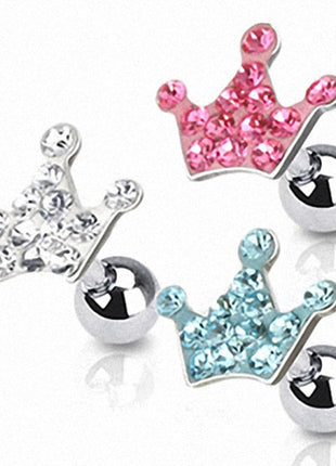 Tragus Piercing Plug Multi Crystal Crown 