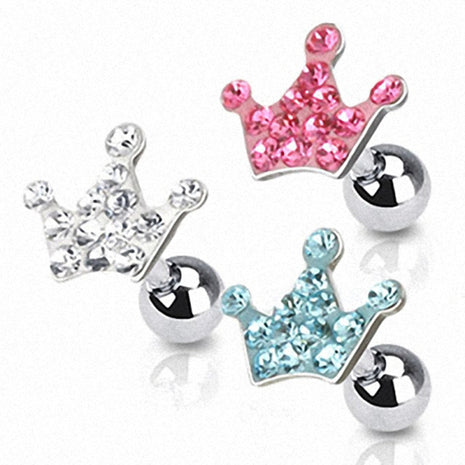 Tragus Piercing Plug Multi Crystal Crown 