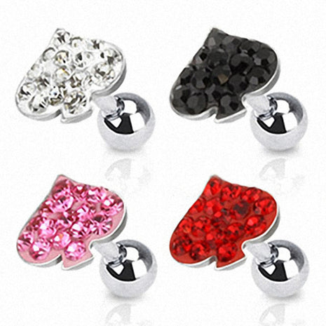 Tragus Piercing Plug Multi Crystal Ace of Spades 