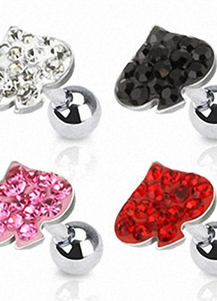 Tragus Piercing Plug Multi Crystal Ace of Spades 