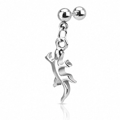 Tragus Piercing Plug Lizard Pendant 