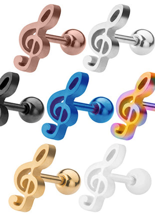 Tragus Ear Cartilage Piercing Stud Music Clef 