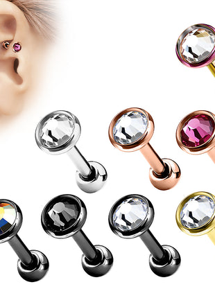 Tragus Cartilage Ear Rock Snug Universal Piercing with Crystal 