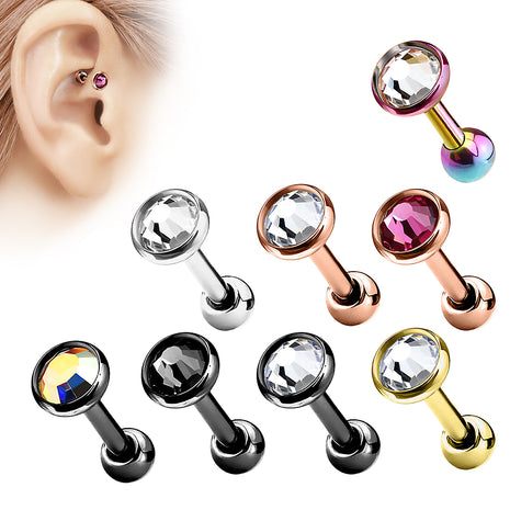 Tragus Cartilage Ear Rock Snug Universal Piercing with Crystal 