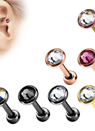 Tragus Cartilage Ohr Rock Snug Universal Piercing mit Kristall