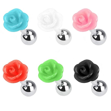 Tragus Piercing Plug Rose Flower 