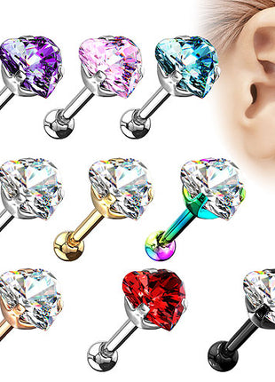 Tragus Ohr Knorpel Cartilage Helix Piercing Stecker Kristall Herz