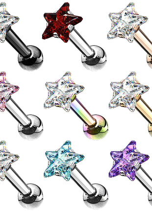 Tragus Ear Cartilage Helix Piercing Stud Crystal Star 