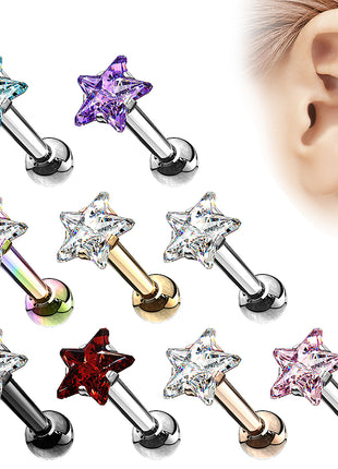 Tragus Ear Cartilage Helix Piercing Stud Crystal Star 