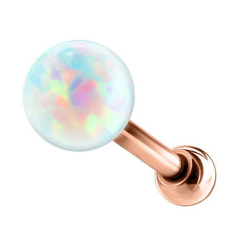 Tragus Piercing Ohr Schmuck Stecker Rosegold vergoldet mit Opal Kugel